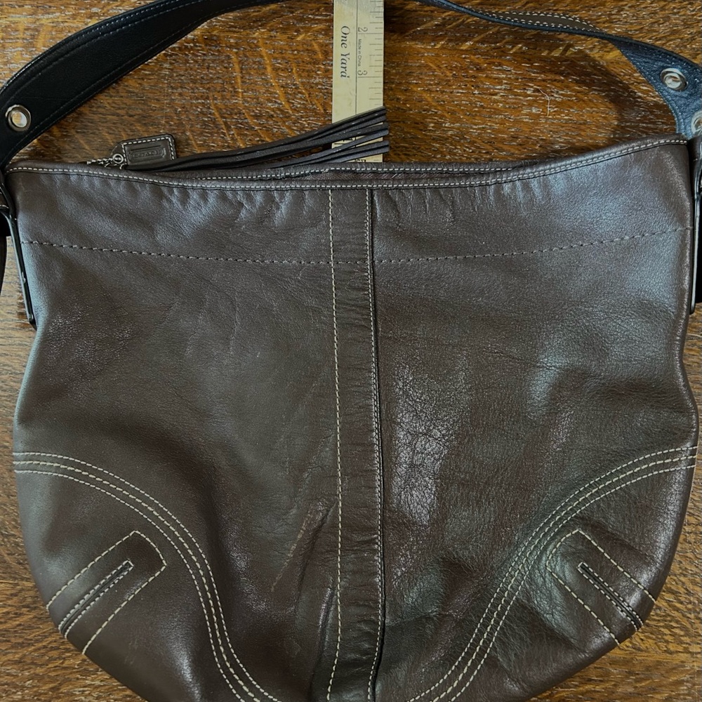 Coach Chocolate Brown Large Hobo Leather Shoulder Bag #8A03